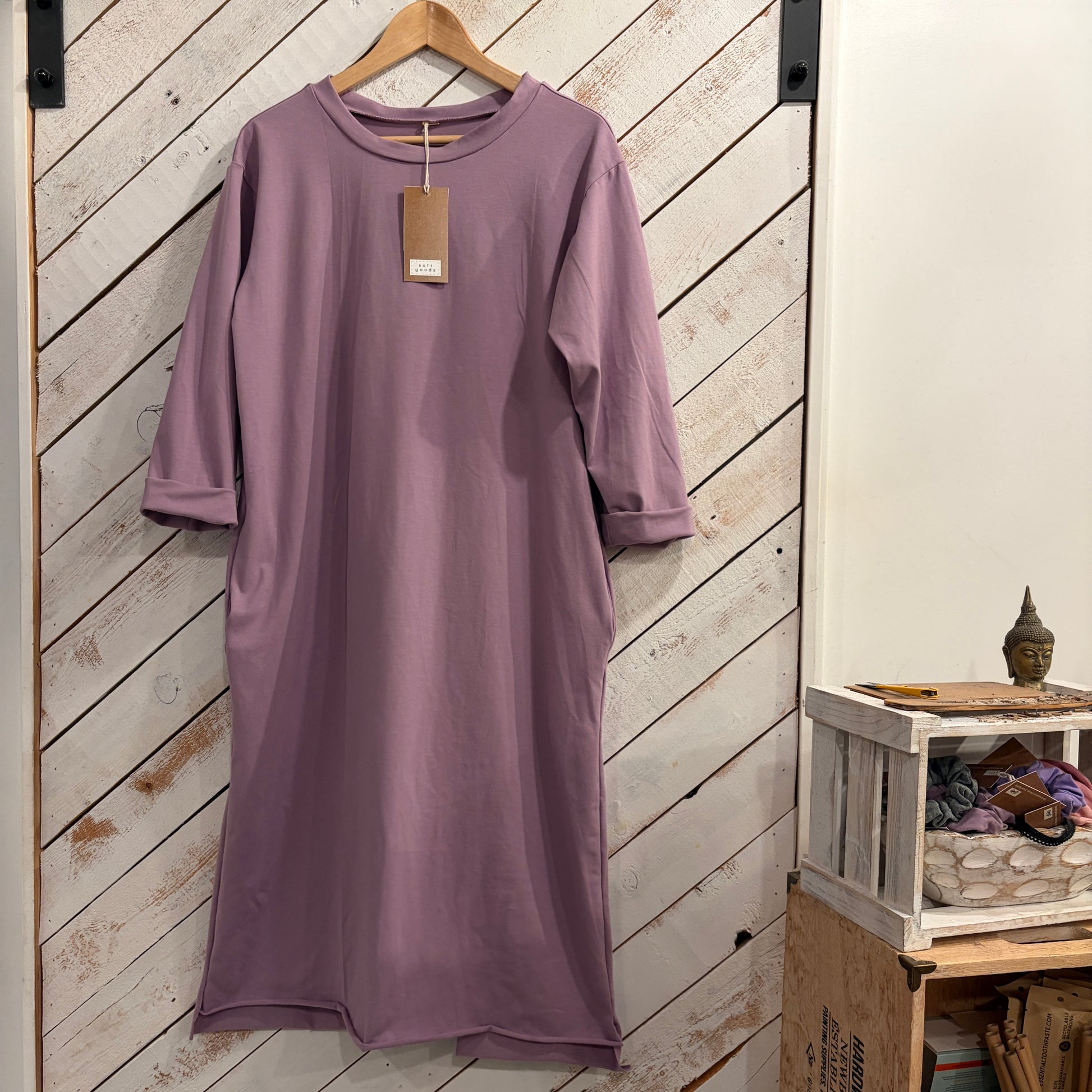 3/4 Sleeve Long Mystery Dress - Downtown Betty