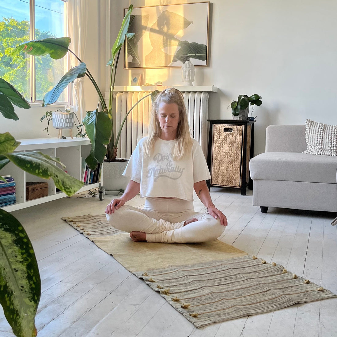 organic cotton, jute, natural rubber Yoga Mat made with Ayurvedic spices & natural dyes . boho home decor