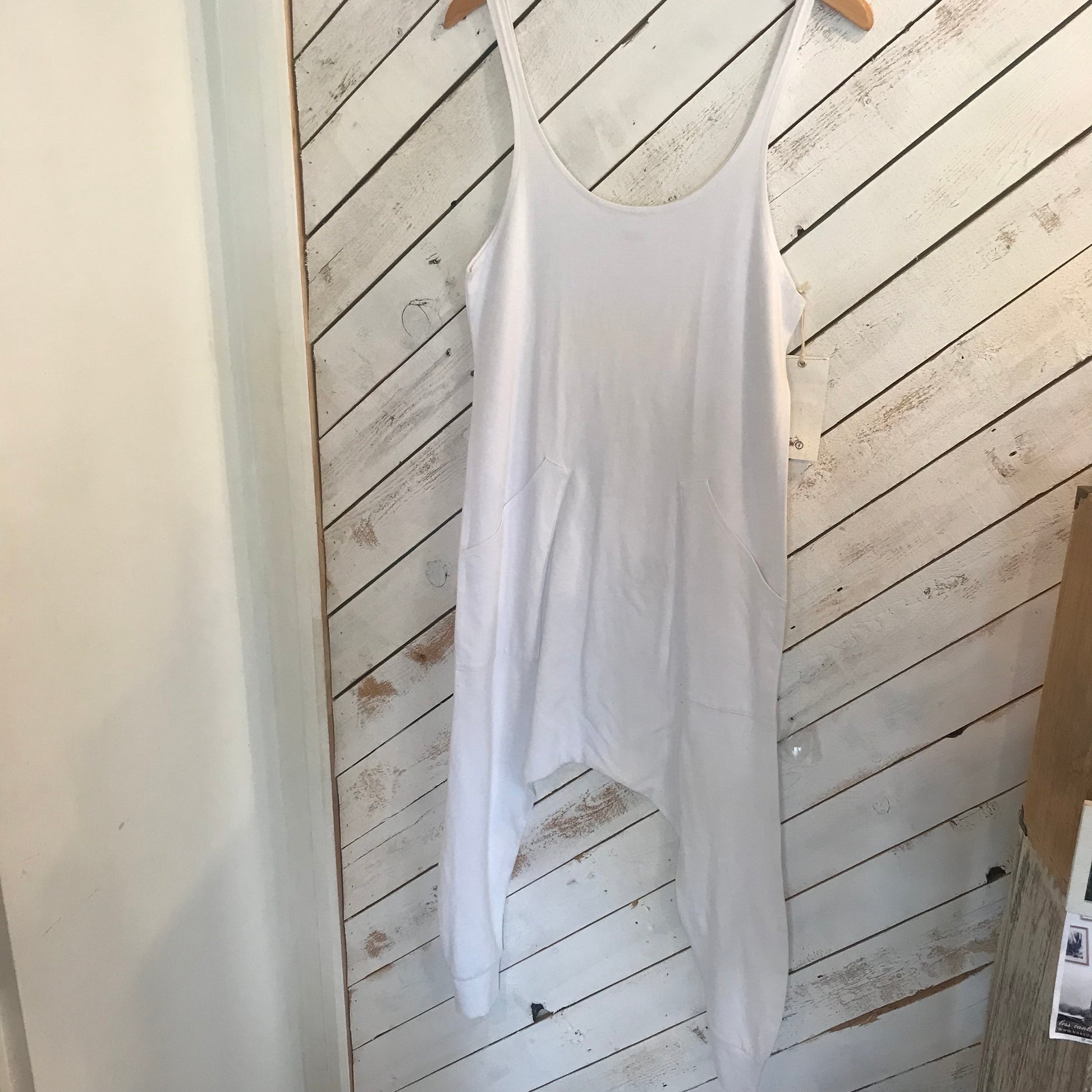 DAMAGE SALE Dhoti Onesie | Kundalini Whites - Downtown Betty