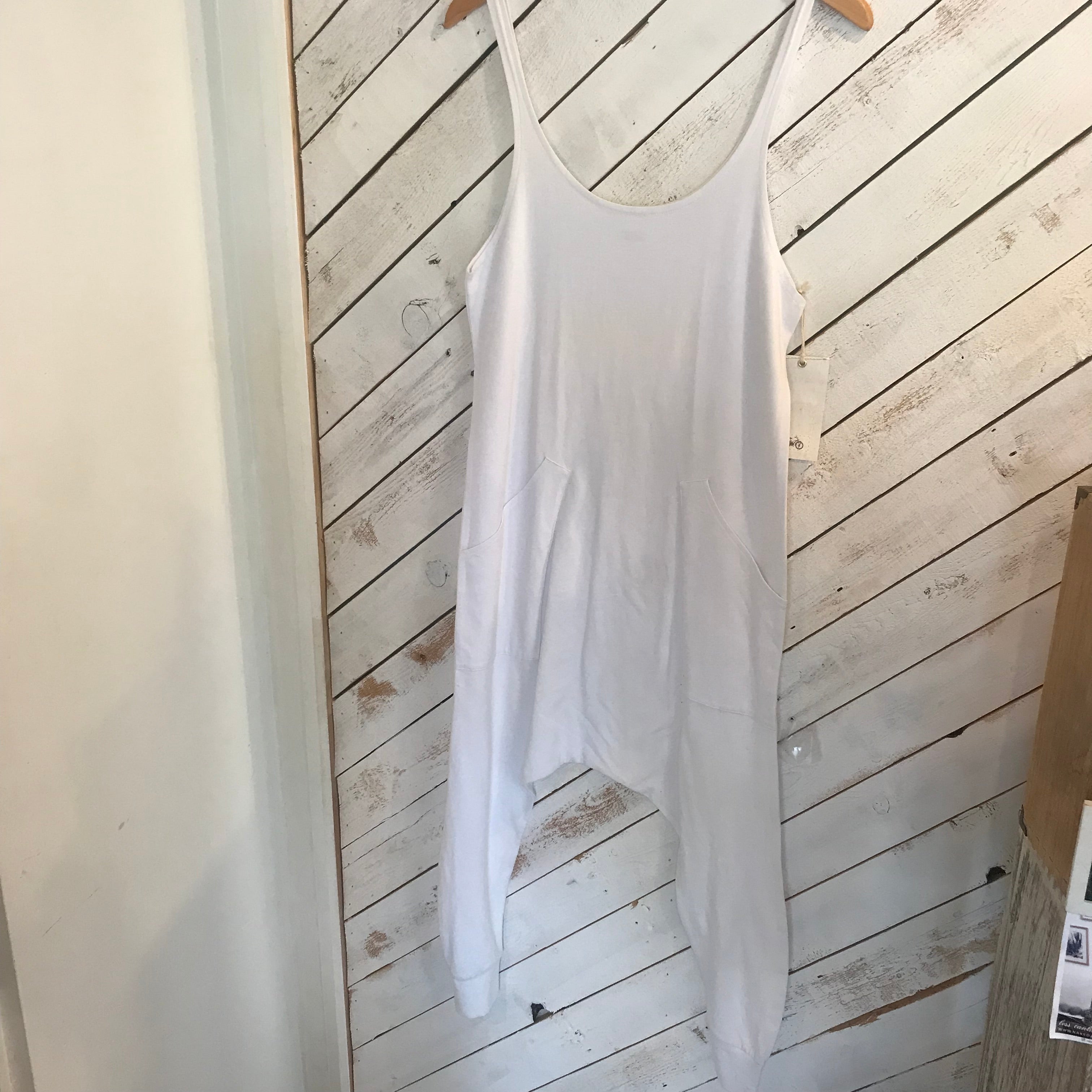 DAMAGE SALE Dhoti Onesie | Kundalini Whites - Downtown Betty