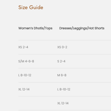 Women's Size Chart