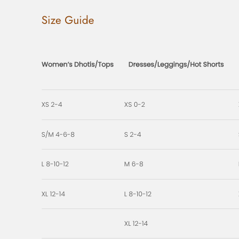 Women's Size Guide