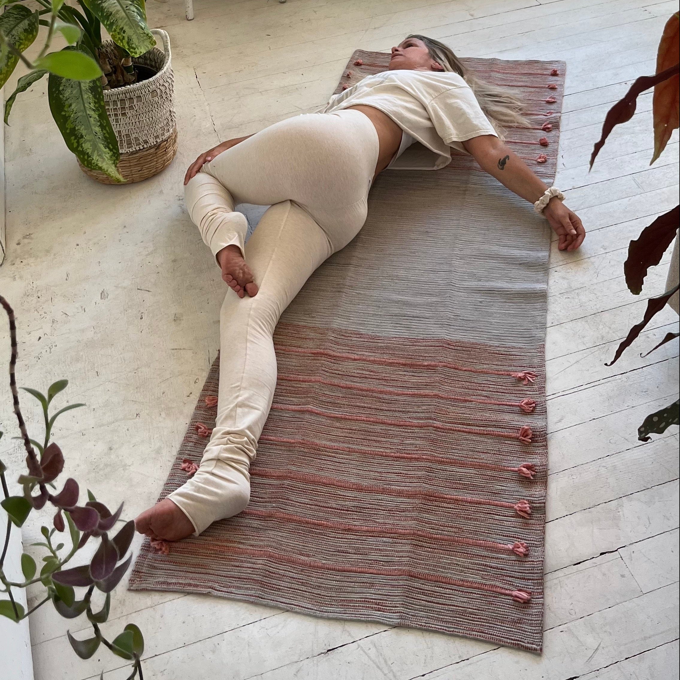 organic cotton, jute, natural rubber Yoga Mat made with Ayurvedic spices & natural dyes . boho home decor