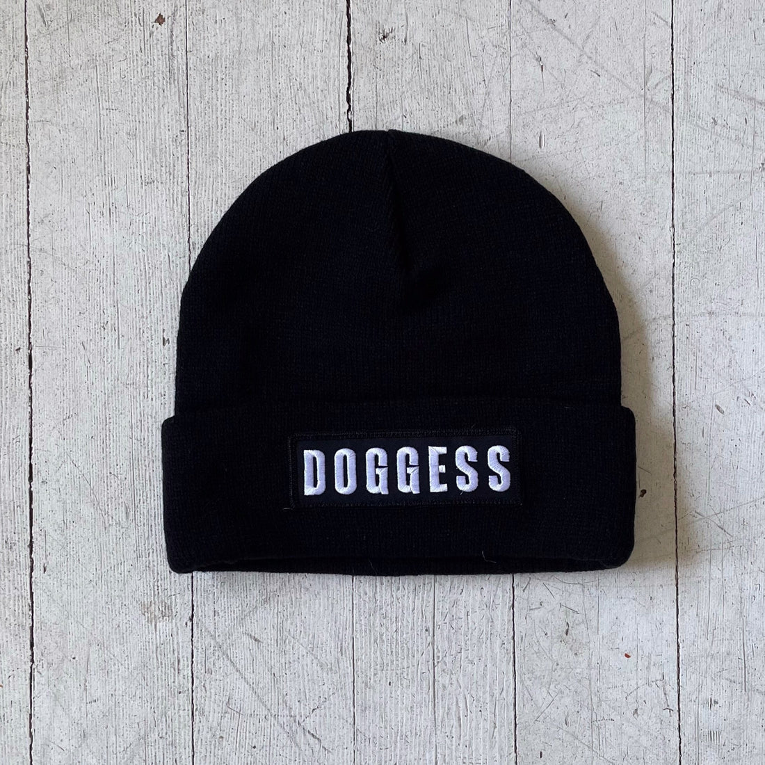 DOGGESS TOQUE BLK with Black, acrylic hat, doggess embroidery, for dog charity