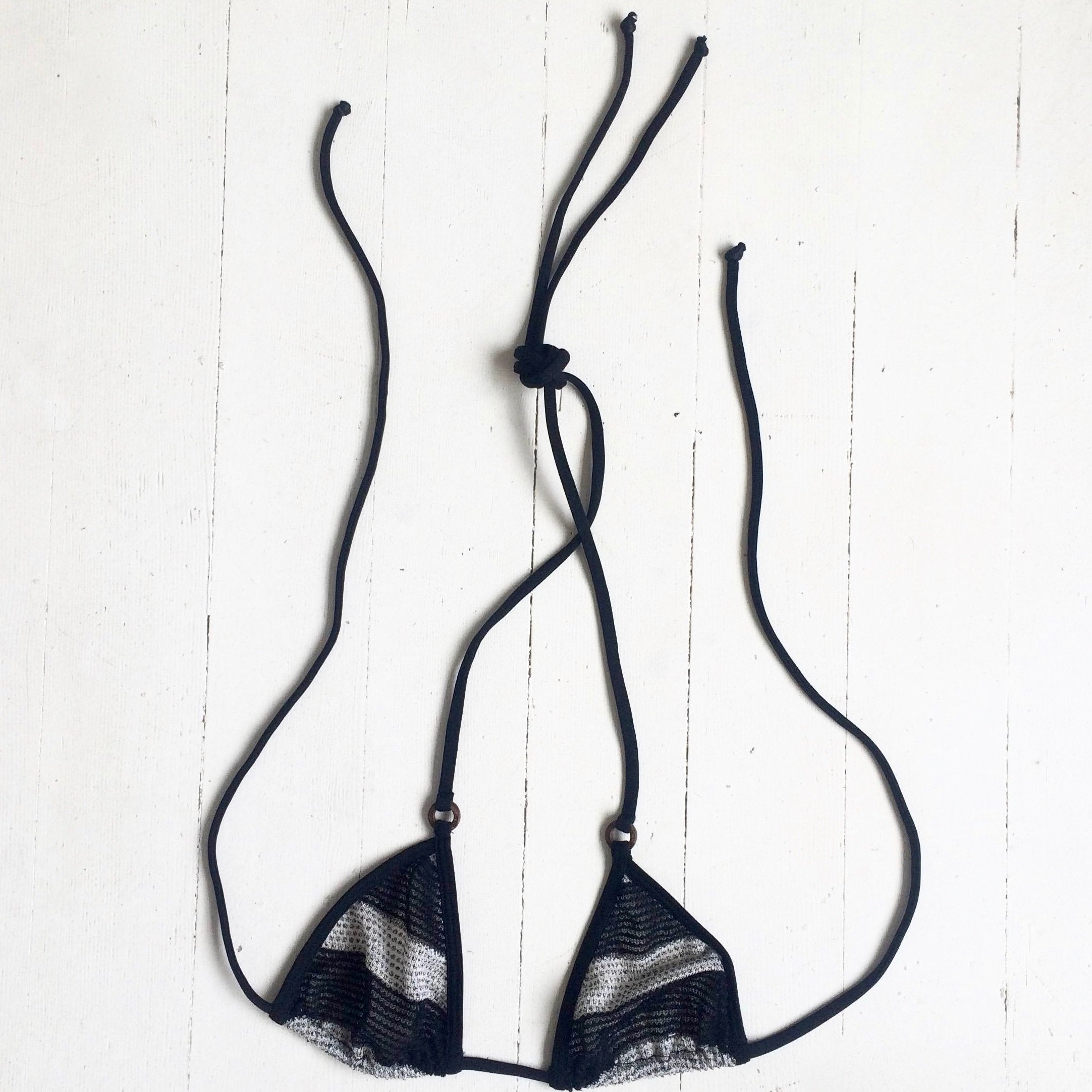 Sun-Thru Mesh Triangle Top | Black Stripe - Downtown Betty
